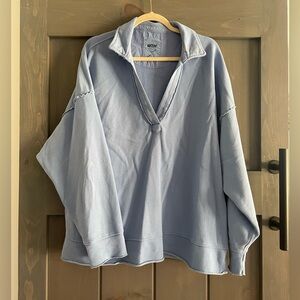 Aerie Light Blue oversized sweatshirt  deep V neck 
Size large